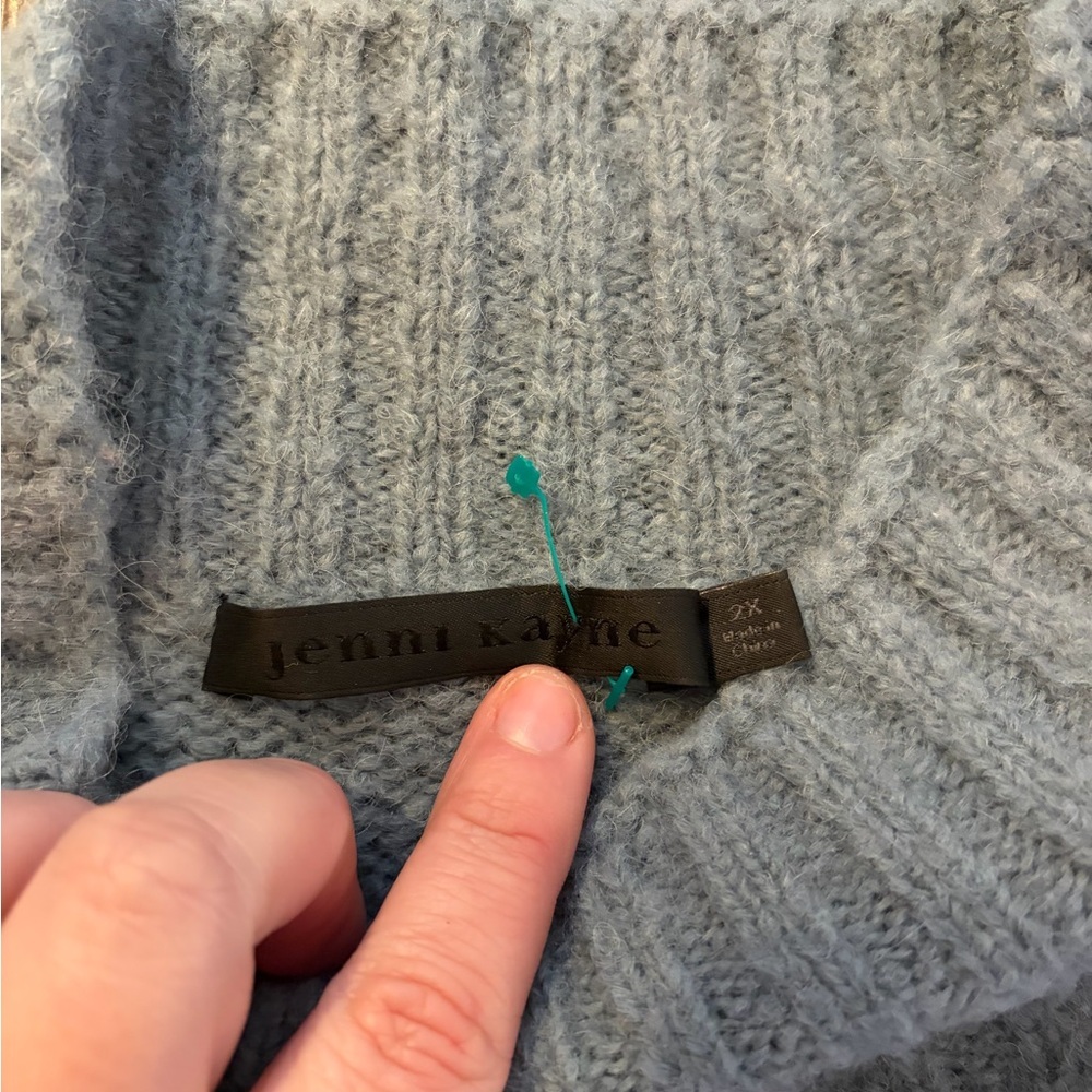 Jenni Kayne Women's Alpaca Wool Blend Mock Neck Blue Sweater Size 2XL - Picture 3 of 6
